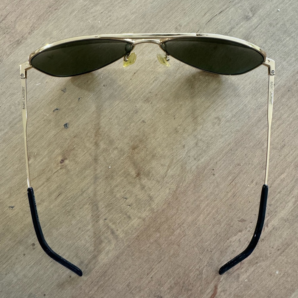 Saint Laurent Aviator Sunglasses Black Gold Frame Classic YSL - Picture 2 of 5